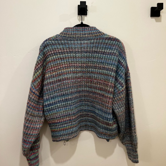 TOPSHOP knitted multi color zip up sweater cardigan size medium - Picture 2 of 9